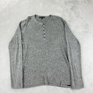 John Varvatos Men's Sz Medium 1/4 Grey Button Up Sweater 100% Cotton Made China